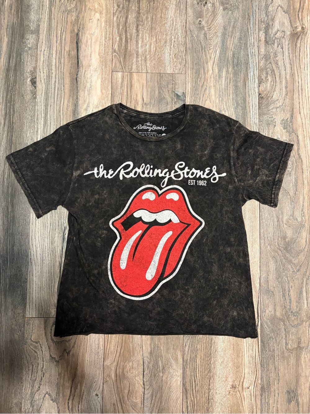 Rolling Stones Black Mineral-Wash Tee